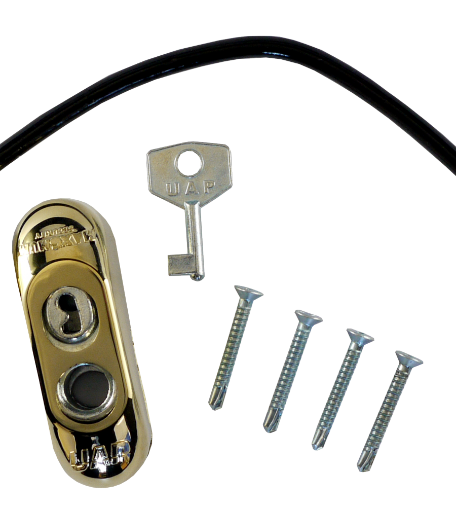 Max6mum Security Lockable Window Restrictor PVD Gold with Black Cable-0