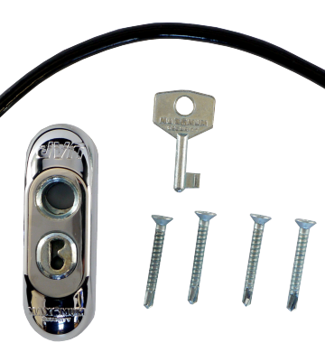 Max6mum Security Lockable Window Restrictor PVD Chrome With Black Cable