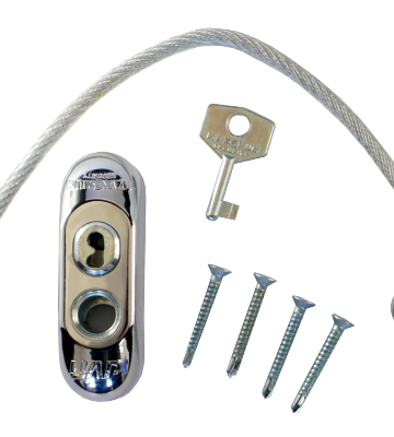 Max6mum Security Lockable Window Restrictor PVD Chrome With Clear Cable