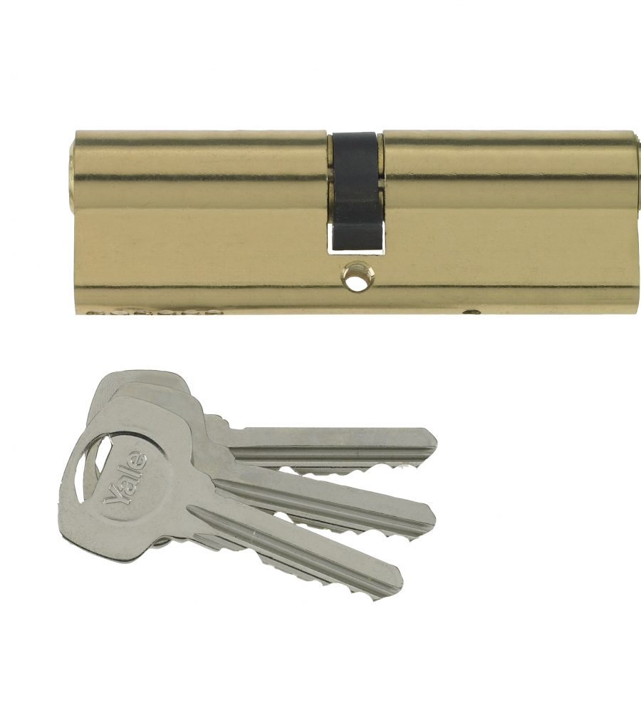 Yale 6 Pin Euro Profile Cylinder Lock Brass 35/35 (70mm) c/w 3 Keys-0