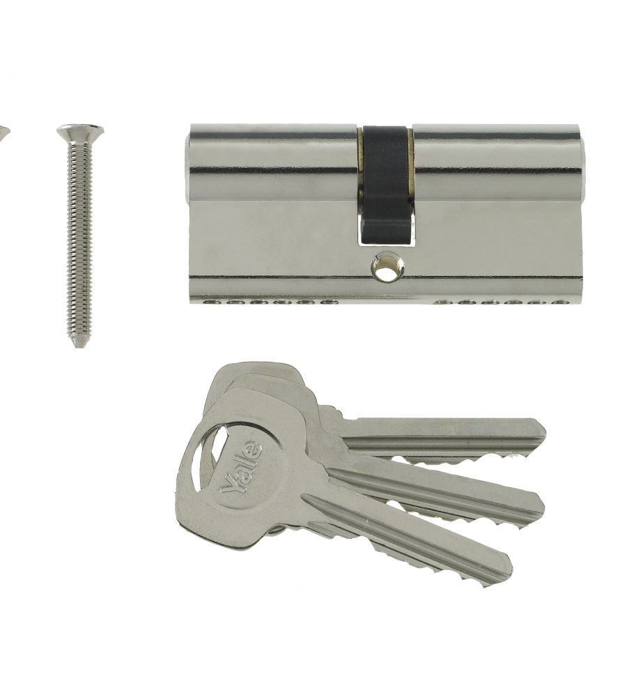 Yale 6 Pin Euro Profile Cylinder Lock Nickle 35/55 (90mm) c/w 3 Keys-0