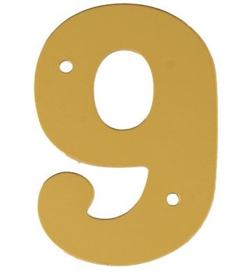 2” Gold Anodised Numeral 9