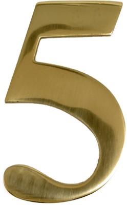 3” Brass Door Numeral 5