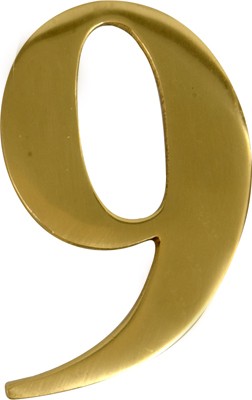 3” Brass Door Numeral 9
