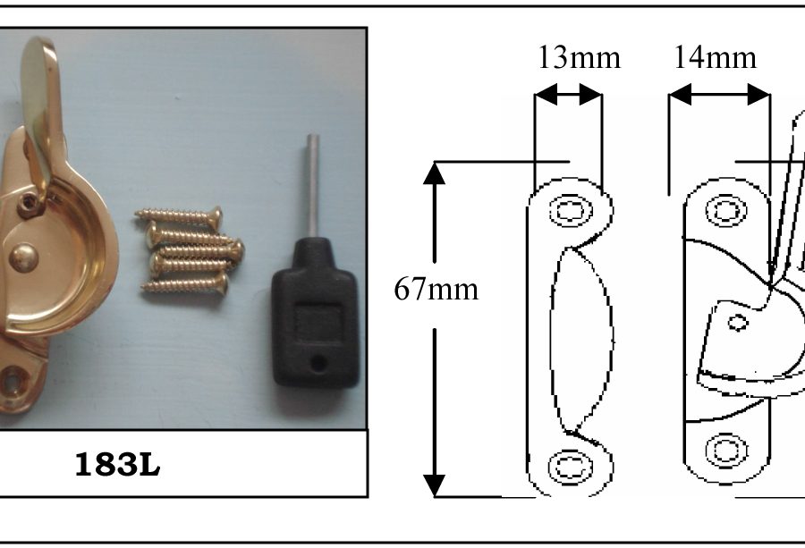 183L Fitch Fastener Locking c/w Narrow Keep Polished Brass-0