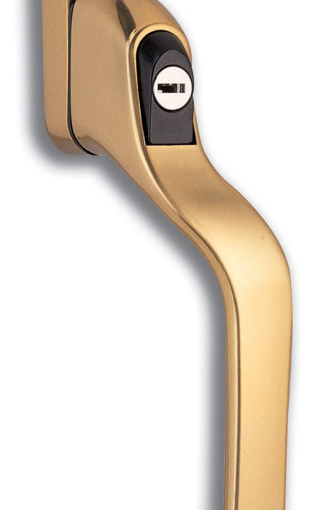 Vita HB108 Polished Gold Cranked Locking Espagnolette Handle 40mm Left Hand-0