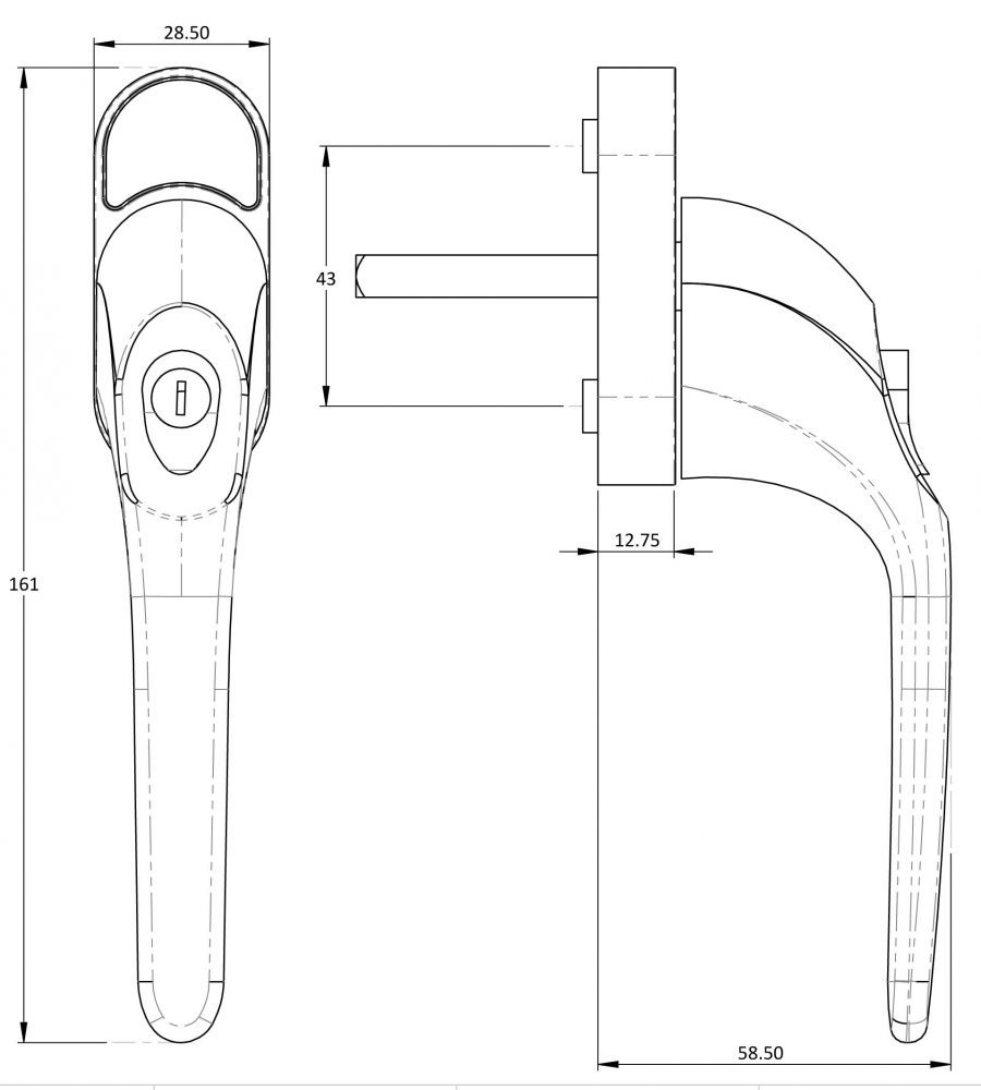 Endurance White Tilt and Turn Handle Locking 43mm Spindle-2249